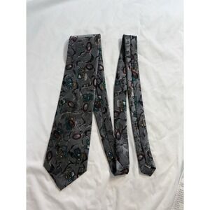 Pierre Cardin Neck Tie designer vintage men's Gray Teal Red Yellow Geometric 60"